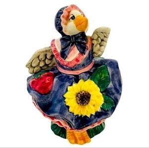 FITZ and FLOYD Hand Painted Ceramic Mrs Turkey Thanksgiving Salt / Pepper Shaker